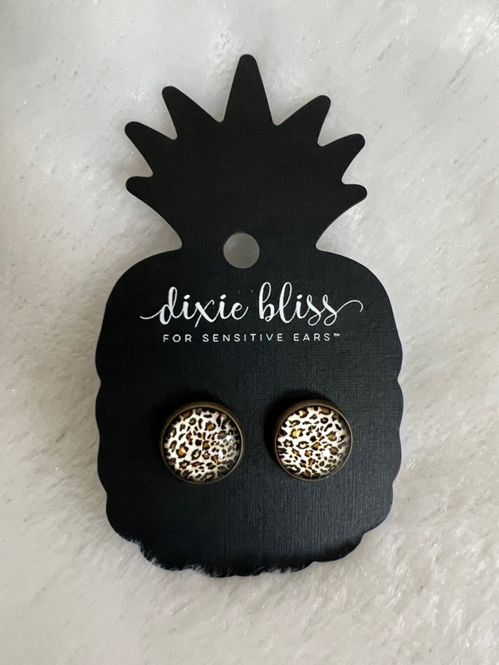 Dixie Bliss Animal Print Stud Earrings - Gold Trim